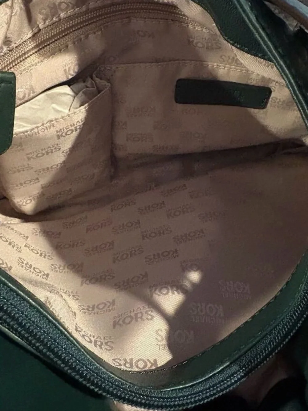 Michael Kors Ludlow Stud Green Leather Shoulder Bag w Gold Accents Like New